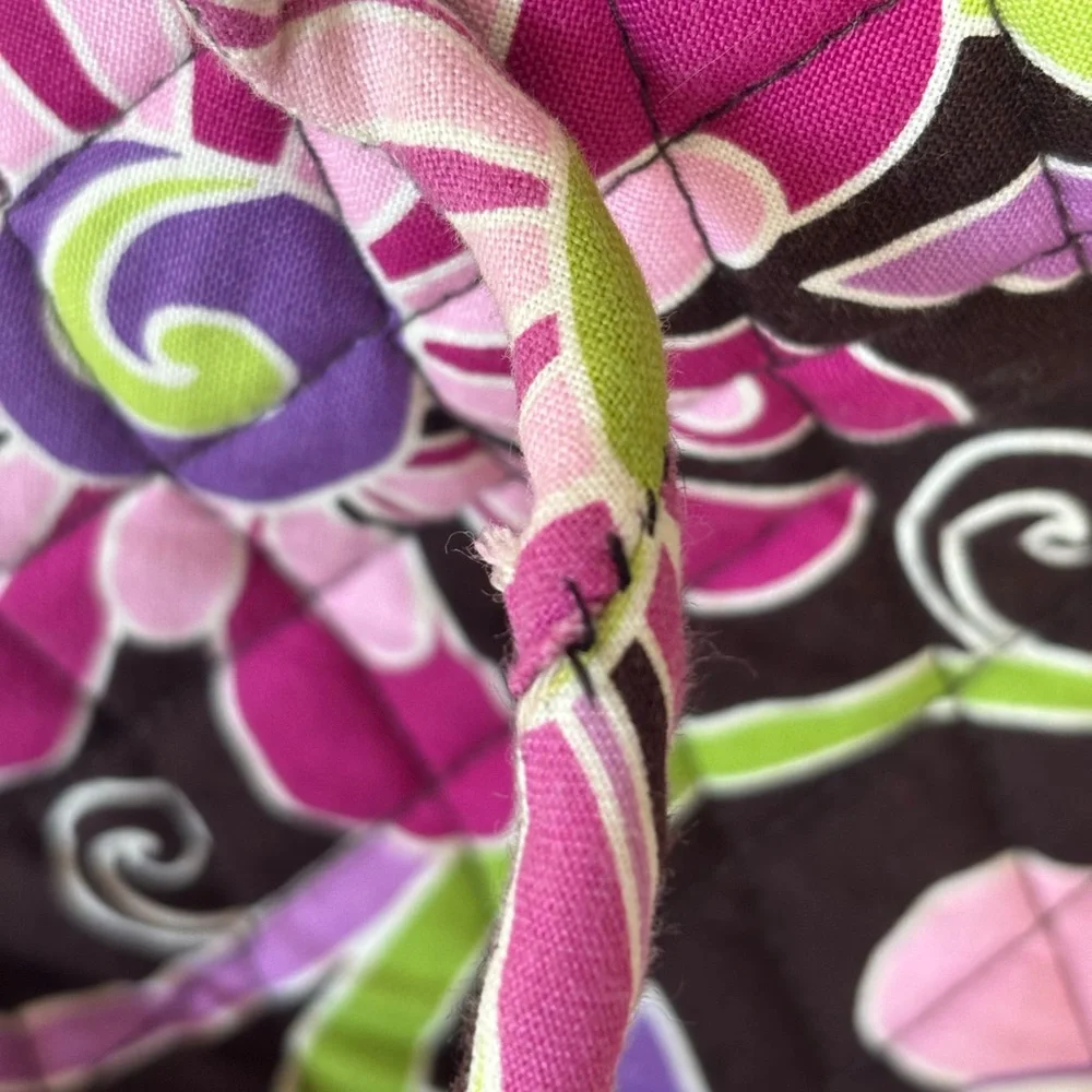 Vera Bradley Purple‎ Punch Floral Black Green Pink Quilted Drawstring Backpack